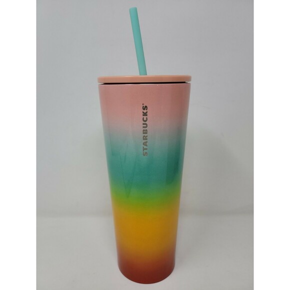 Starbucks Stainless Steel Rainbow Ombre Cup Venti Tumbler Pride 2019 NEW 24 oz